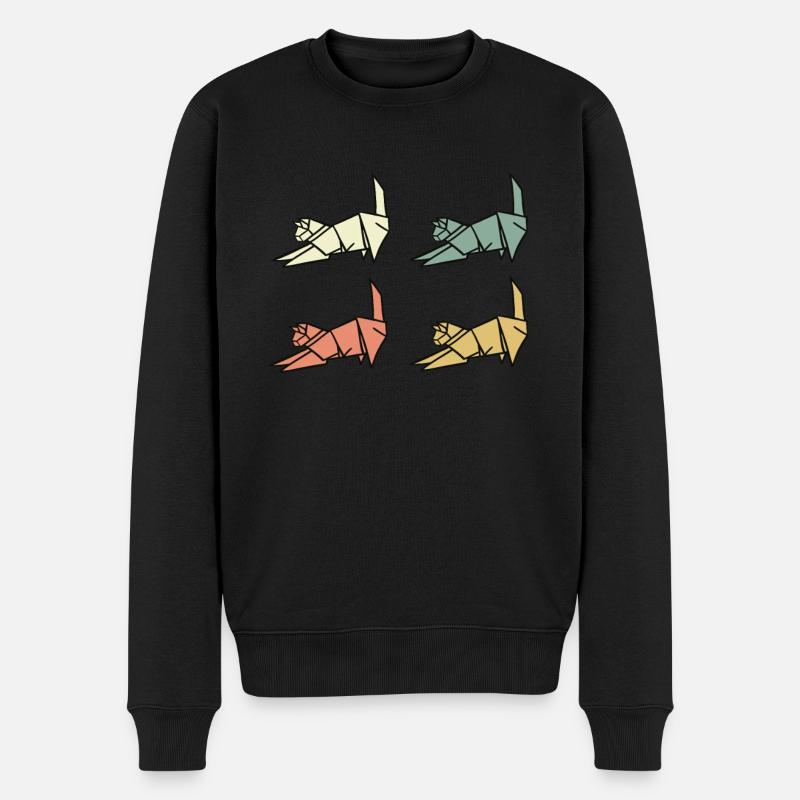 Origami Katzen - Männer Premium Bio Pullover - Schwarz