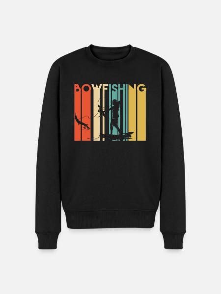 Retro Bogenfischen - Männer Premium Bio Pullover - Schwarz