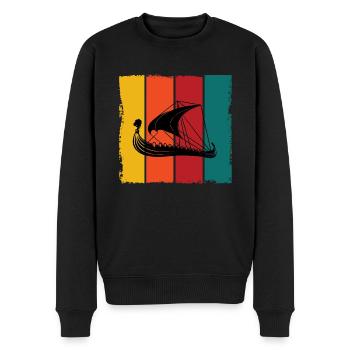 Navire viking rétro - Pull Premium bio Homme - noir - Devant - Nico (187cm)