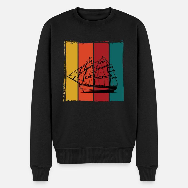 Segelschiff - Männer Premium Bio Pullover - Schwarz