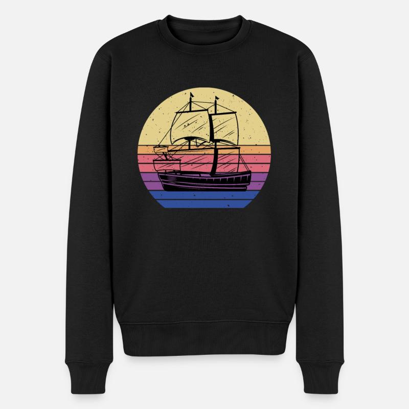 Piratenschiff - Männer Premium Bio Pullover - Schwarz