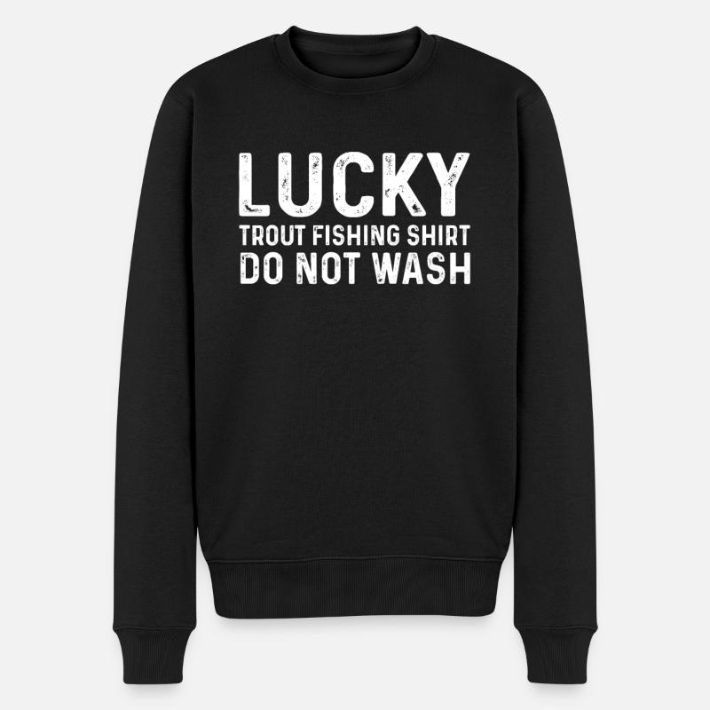 Glücks Forellen Angeln Shirt - Männer Premium Bio Pullover - Schwarz