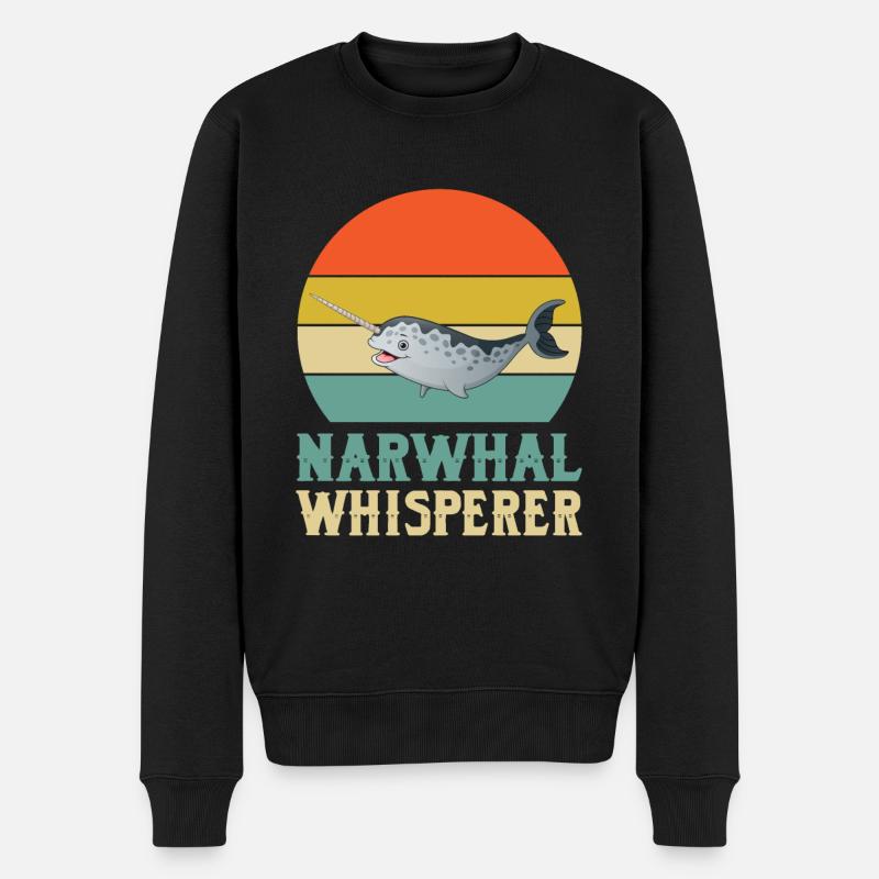 Narwal Flüsterer - Männer Premium Bio Pullover - Schwarz