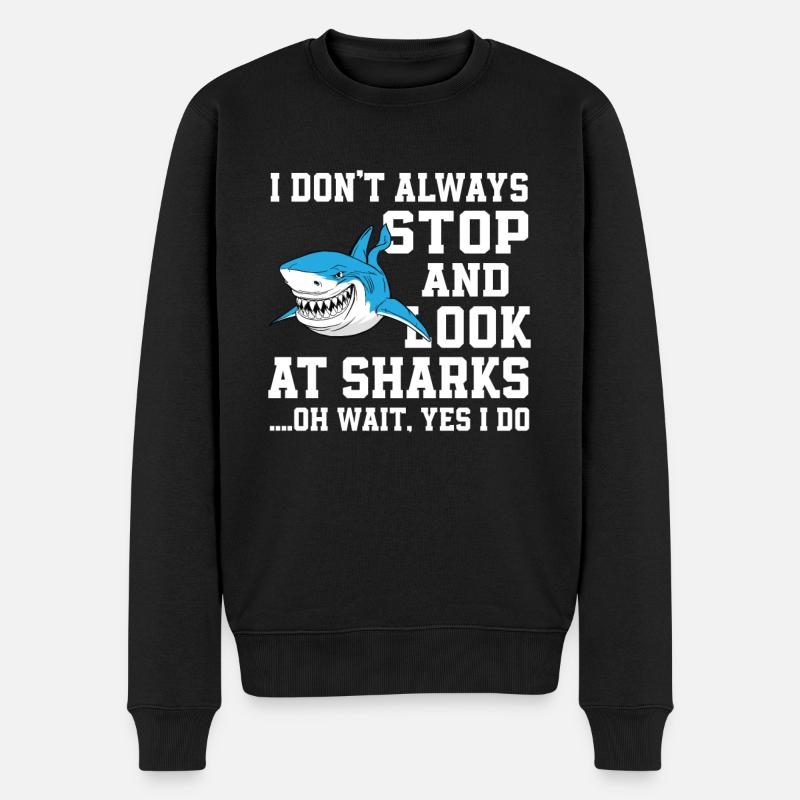 Lustiger Hai Spruch - Männer Premium Bio Pullover - Schwarz