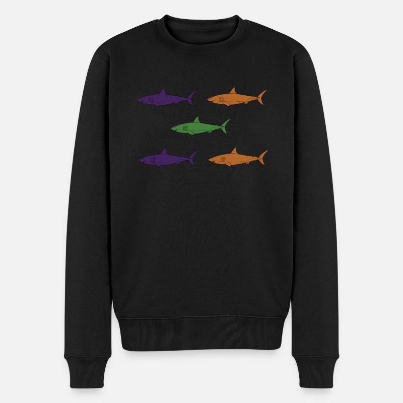 Haie - Männer Premium Bio Pullover - Schwarz