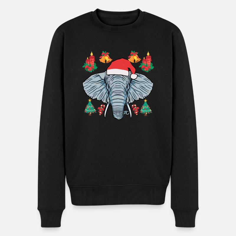 Drôle d’éléphant de Noël - Pull Premium bio Homme - noir