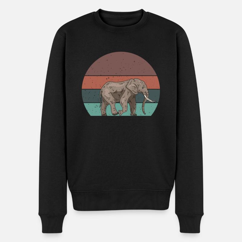 Eléphant rétro - Pull Premium bio Homme - noir