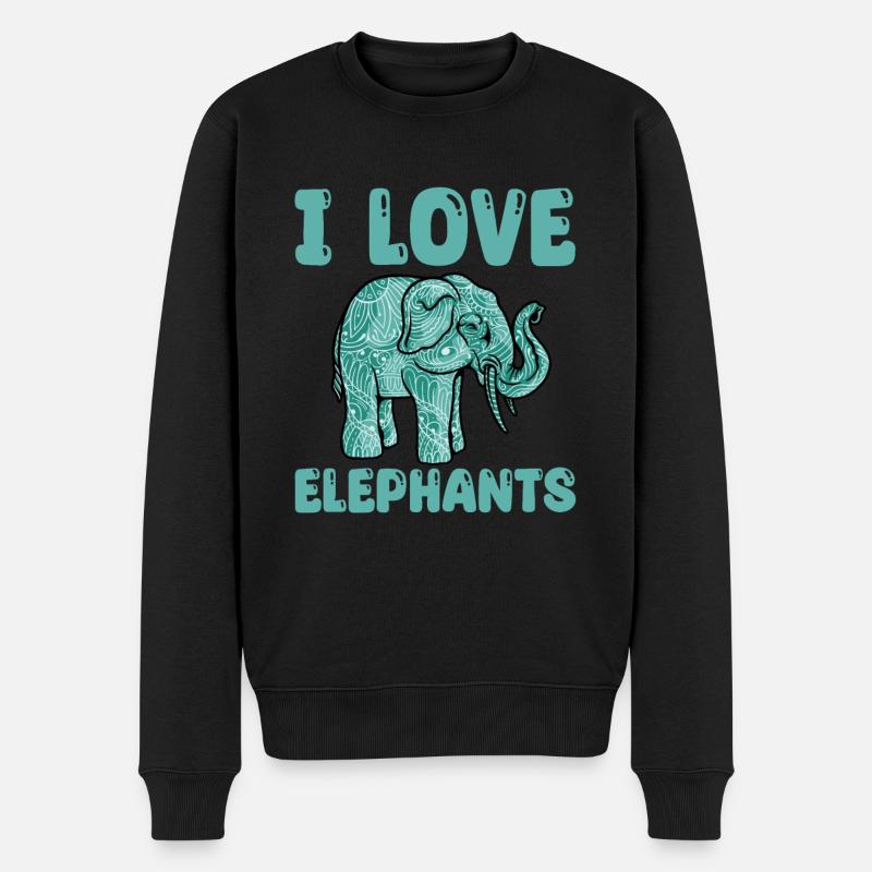 Ich Liebe Elefanten - Männer Premium Bio Pullover - Schwarz