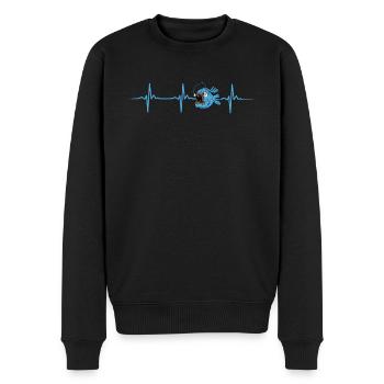 Cool Monkfish Heartbeat Design - Men's Premium Organic Jumper - black - Front - Nico (187cm)