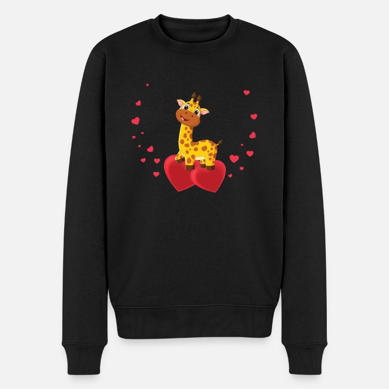 Nette Giraffe Mit Herzen - Männer Premium Bio Pullover - Schwarz