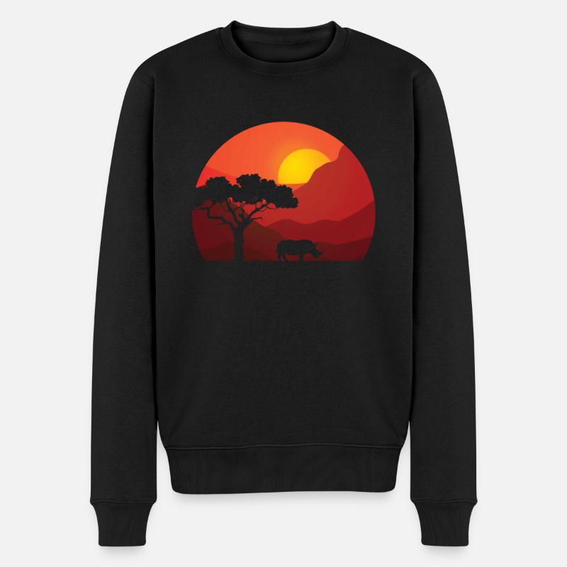 Rhinocéros dans la savane - Pull Premium bio Homme - noir