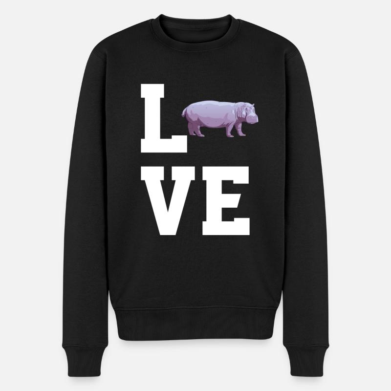 Liebe Nilpferde - Männer Premium Bio Pullover - Schwarz