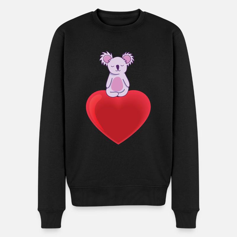 Süsser Koala Mit Herz - Männer Premium Bio Pullover - Schwarz