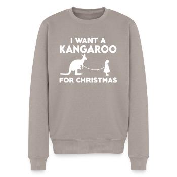 I want a kangaroo for Christmas - Men's Premium Organic Jumper - taupe - Front - Nico (187cm)