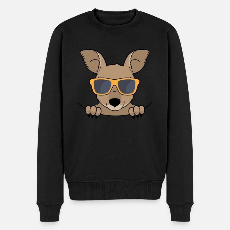Süsses Känguru Mit Sonnenbrille - Männer Premium Bio Pullover - Schwarz