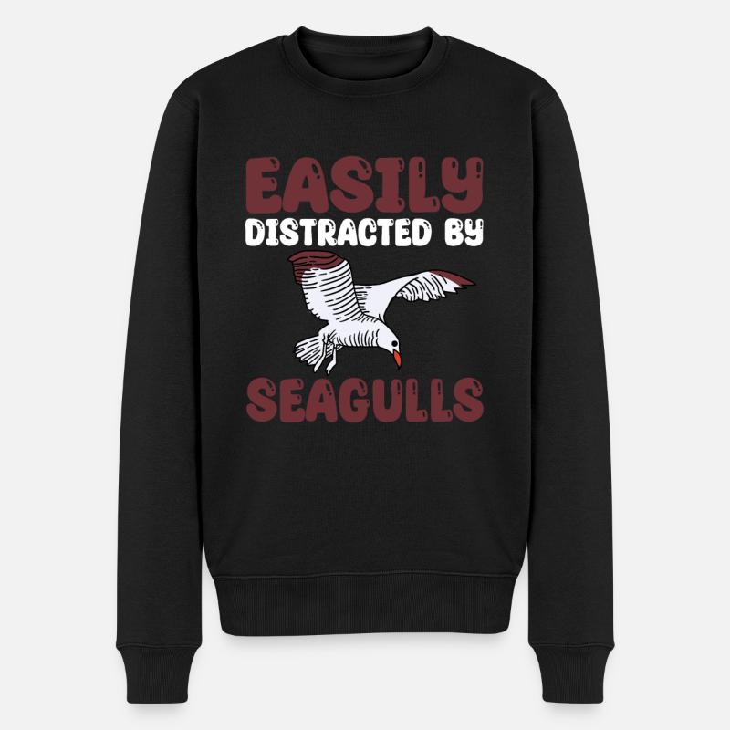 Facilement distrait par les mouettes - Pull Premium bio Homme - noir
