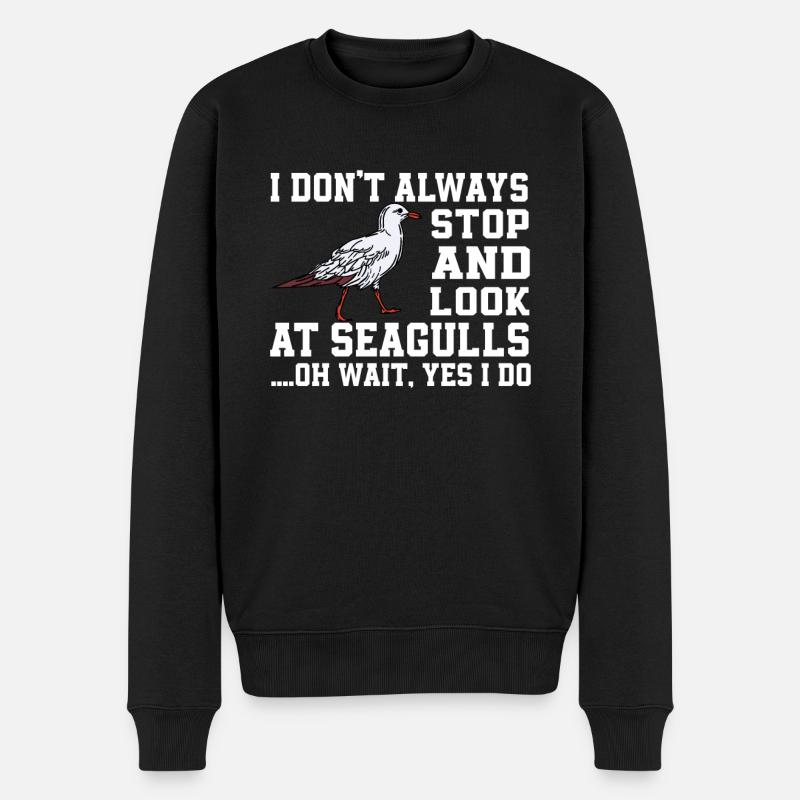 Lustiger Möwe Spruch - Männer Premium Bio Pullover - Schwarz