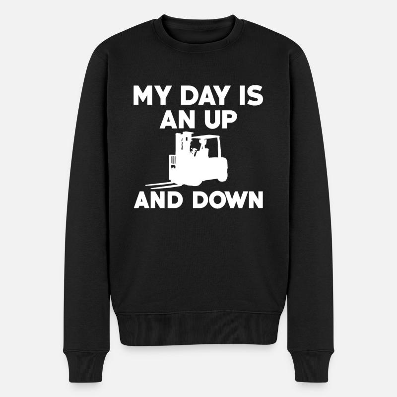 Lustiges Gabelstaplerfahrer Spruch - Männer Premium Bio Pullover - Schwarz
