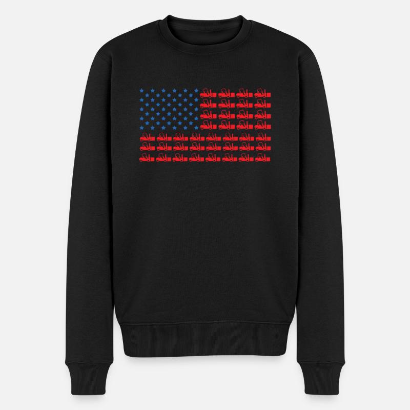 USA Fahne Gabelstapler - Männer Premium Bio Pullover - Schwarz