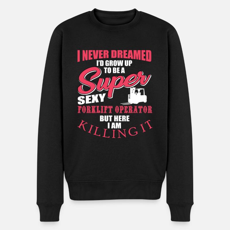 Lustiges Gabelstapler-betreiber-shirt - Männer Premium Bio Pullover - Schwarz