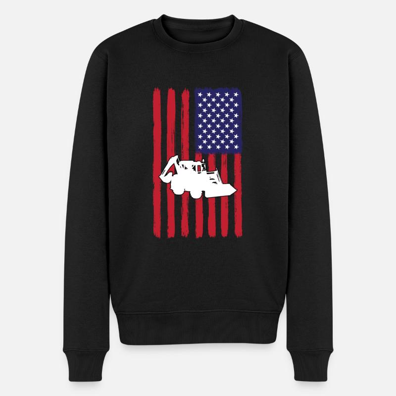 Drapeau de la chargeuse-pelleteuse USA - Pull Premium bio Homme - noir