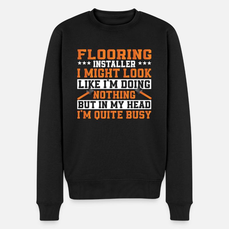 Lustiger Bodenleger Spruch - Männer Premium Bio Pullover - Schwarz