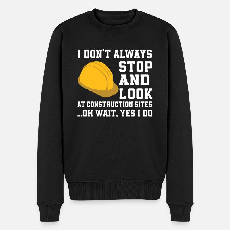 Lustiges Bauarbeiter-shirt - Männer Premium Bio Pullover - Schwarz