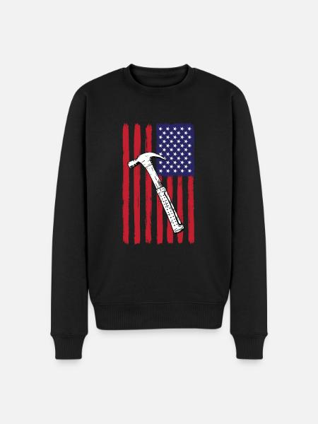 USA Flag Construction Workers - Men's Premium Organic Jumper - black