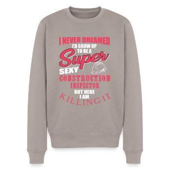 Lustiges Bauinspektor Design - Männer Premium Bio Pullover - Taupe - Vorne - Nico (187cm)