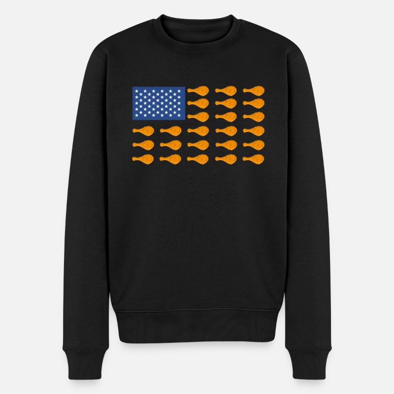 Poulet frit drapeau des États-Unis - Pull Premium bio Homme - noir