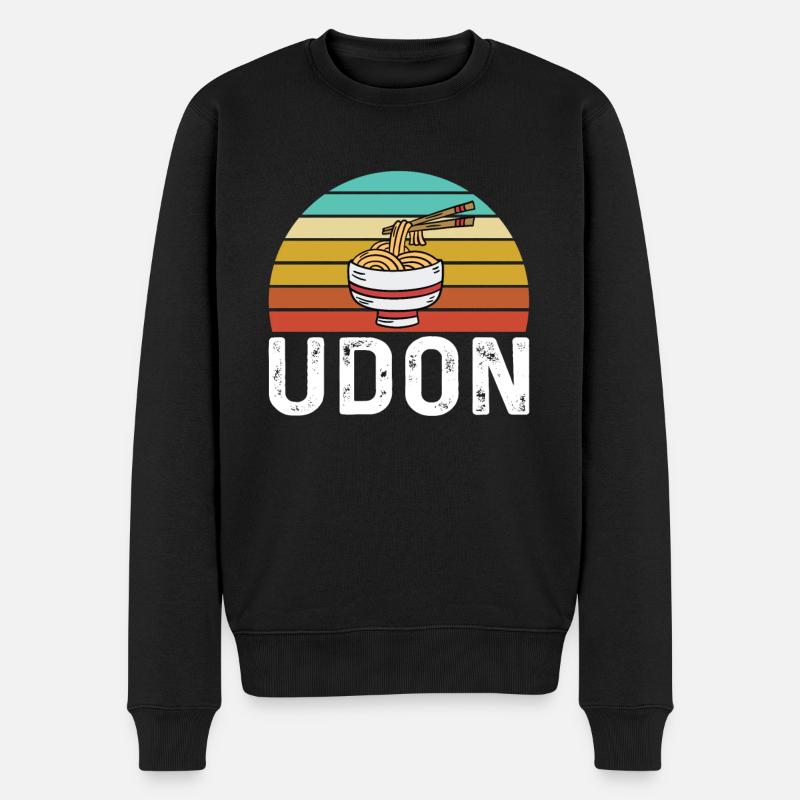 Retro Udon Nudeln Design - Männer Premium Bio Pullover - Schwarz