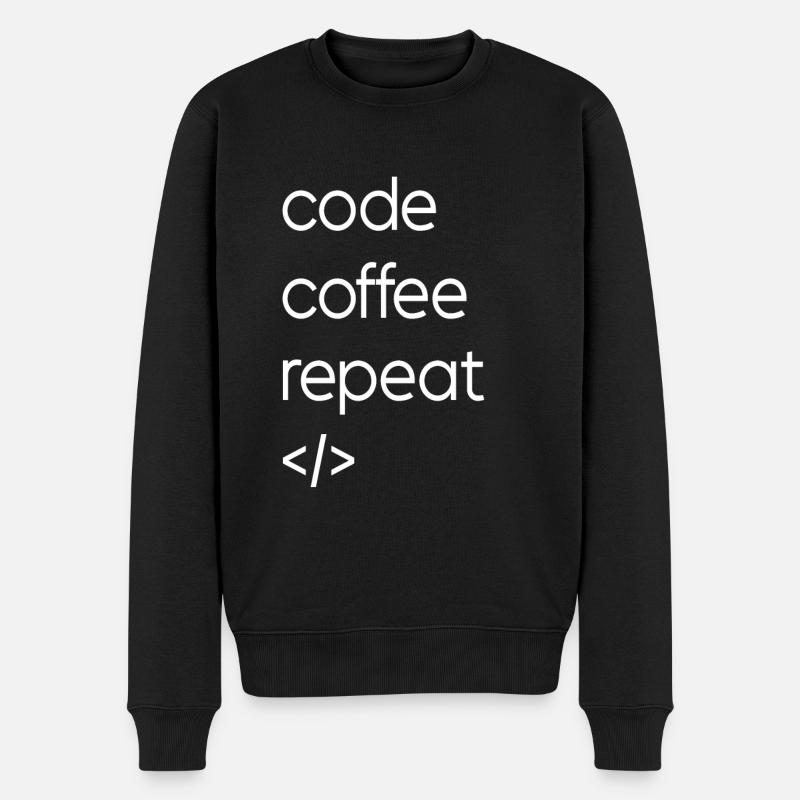 Code Kaffee Wiederholung - Männer Premium Bio Pullover - Schwarz