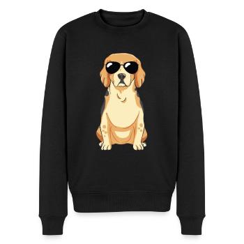 Beagle Welpe Mit Sonnebrille - Männer Premium Bio Pullover - Schwarz - Vorne - Nico (187cm)