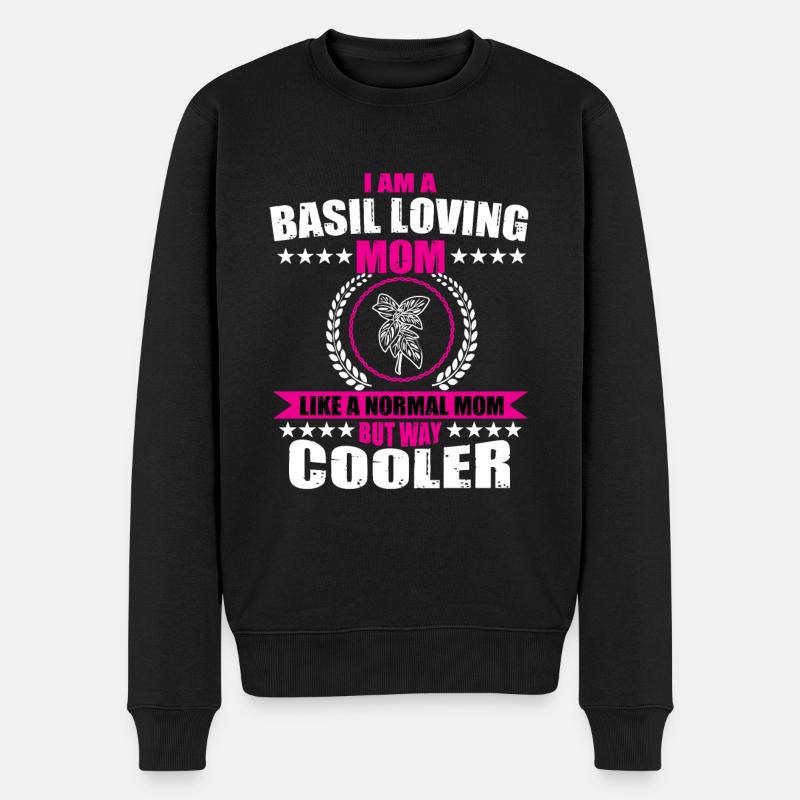 Basilikum Liebende Mama - Männer Premium Bio Pullover - Schwarz