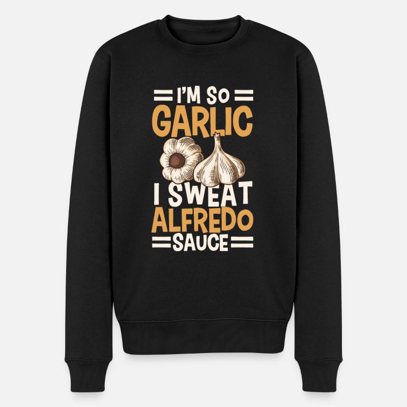 Ail et sauce Alfredo - Pull Premium bio Homme - noir