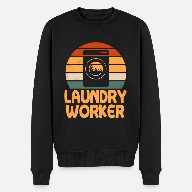 Retro Wäschereimitarbeiter Design - Männer Premium Bio Pullover - Schwarz