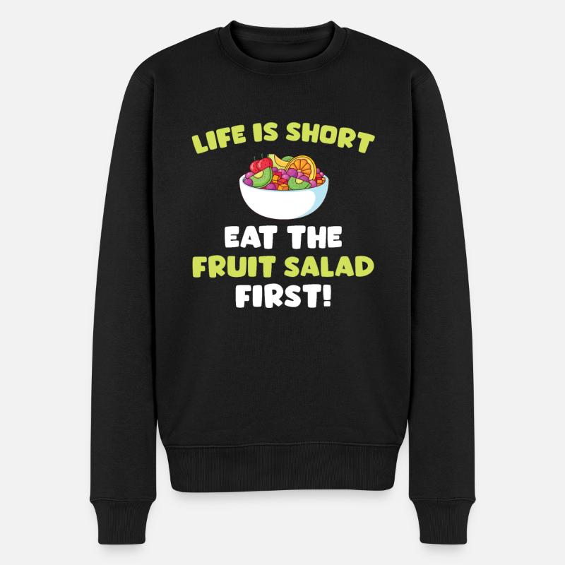 Lustiger Obstsalat Spruch - Männer Premium Bio Pullover - Schwarz