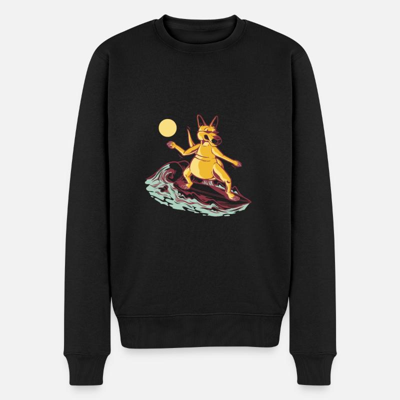 Surfer Kangaroo Australien - Männer Premium Bio Pullover - Schwarz