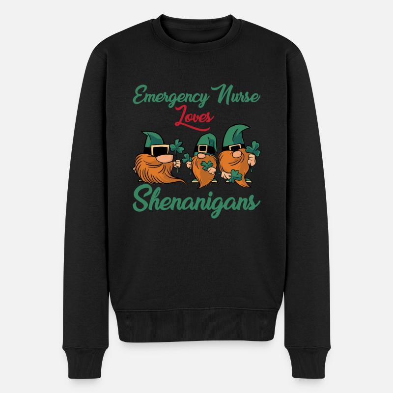 Notfallkrankenschwester St. Patrick's Day - Männer Premium Bio Pullover - Schwarz