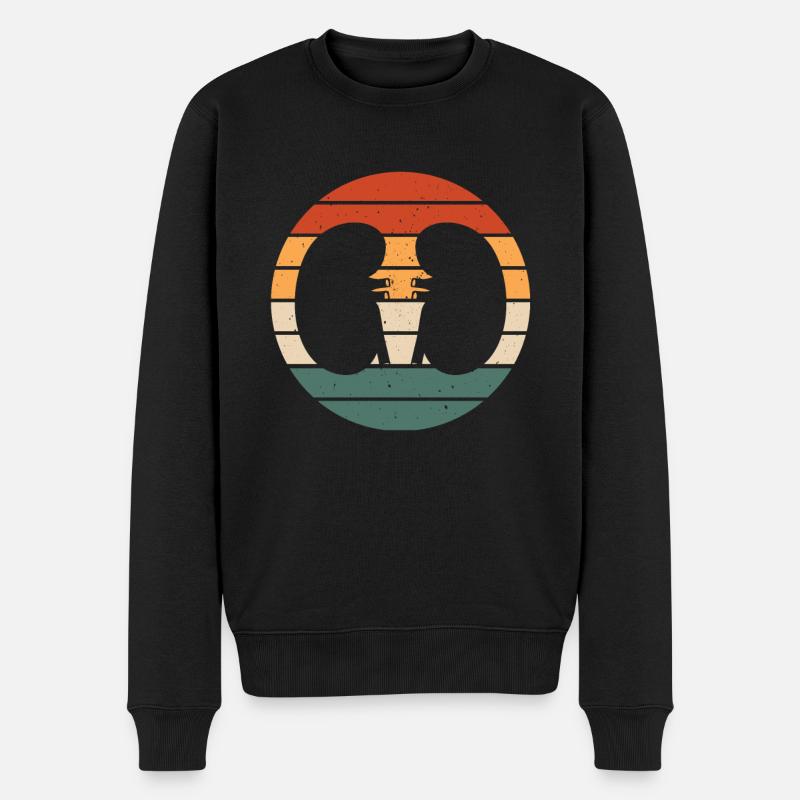 Retro Nieren Design Nephrologie - Männer Premium Bio Pullover - Schwarz