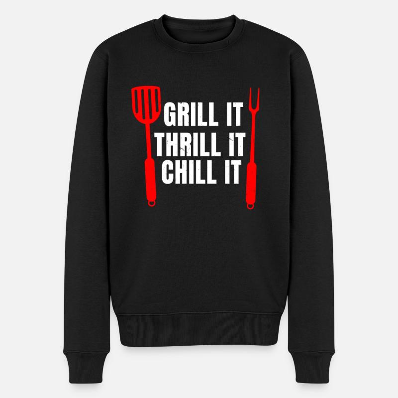 Funny BBQ Gift Idea - Men's Premium Organic Jumper - black