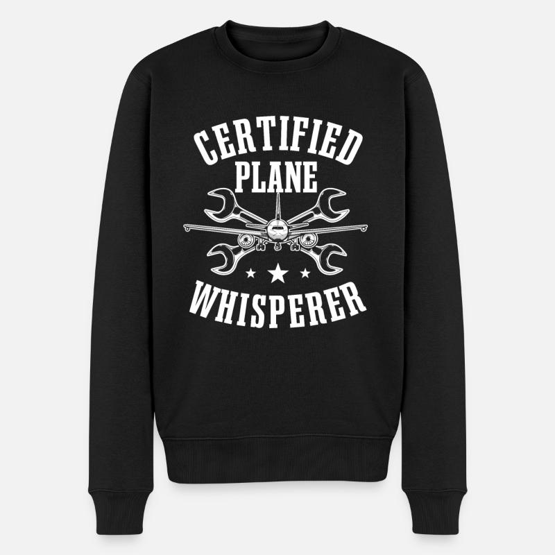 Lustiger Flugzeugmechaniker Spruch - Männer Premium Bio Pullover - Schwarz