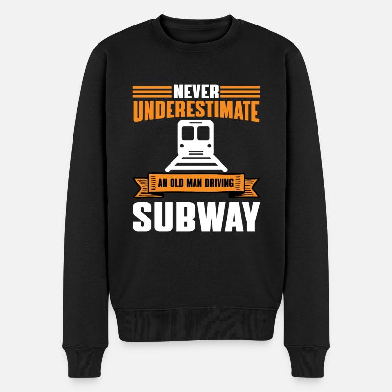 Lustige Männlicher U-Bahn Fahrer - Männer Premium Bio Pullover - Schwarz
