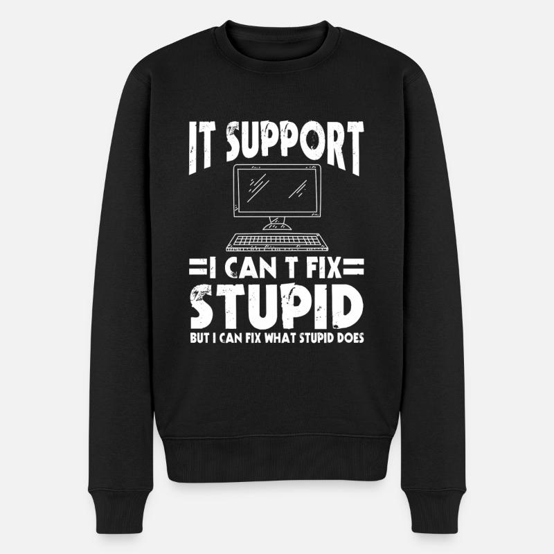 Ironisches IT Support Computer Geschenk - Männer Premium Bio Pullover - Schwarz