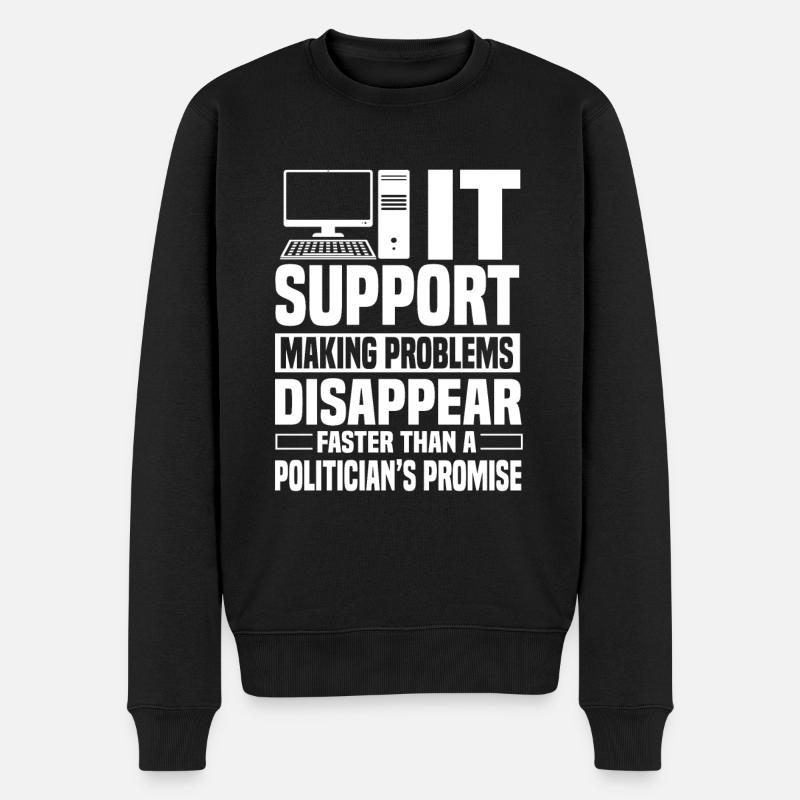 IT Support - Männer Premium Bio Pullover - Schwarz