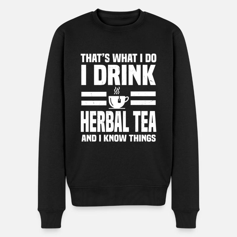 Kräutertee - Männer Premium Bio Pullover - Schwarz