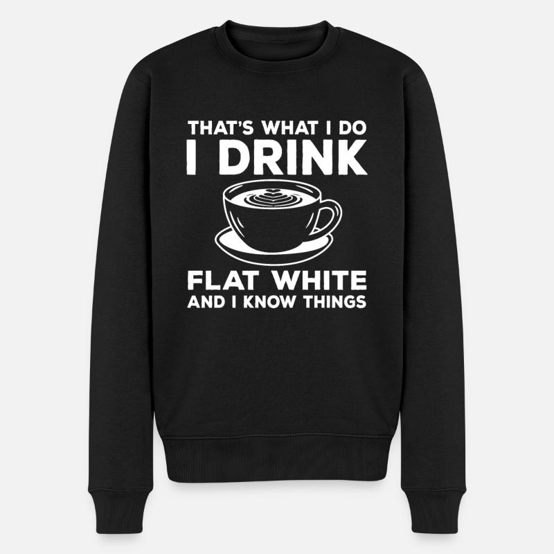 Flat White Kaffee Geschenk - Männer Premium Bio Pullover - Schwarz
