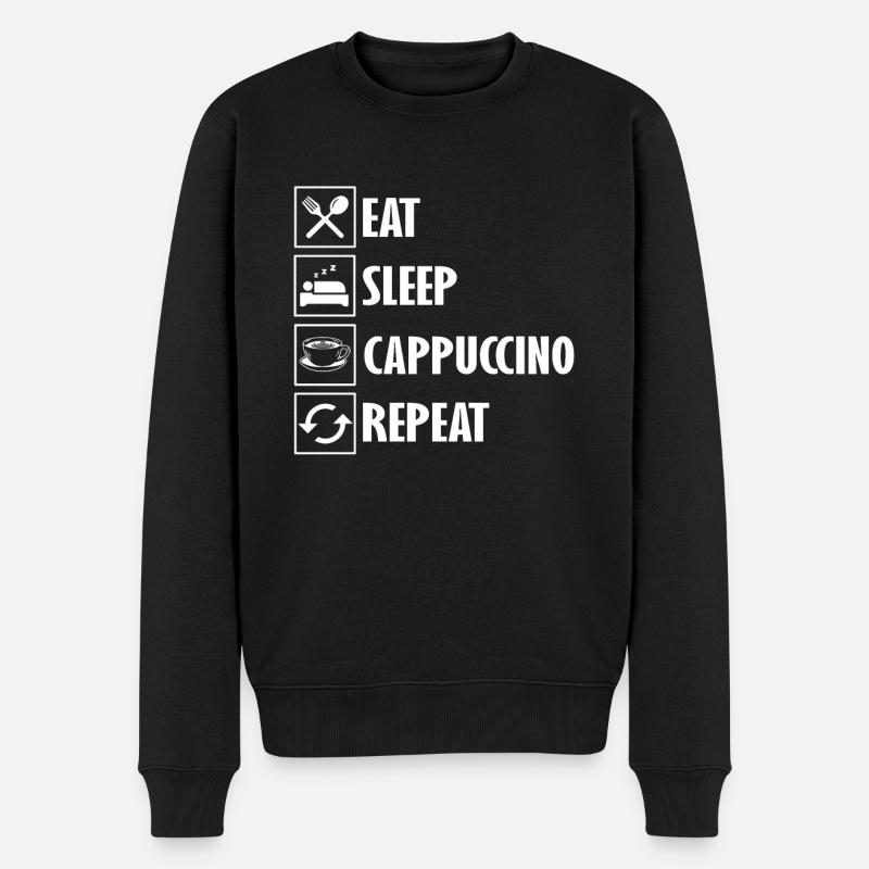 Lustiges Cappuccino Kaffee Kostüm Barista - Männer Premium Bio Pullover - Schwarz
