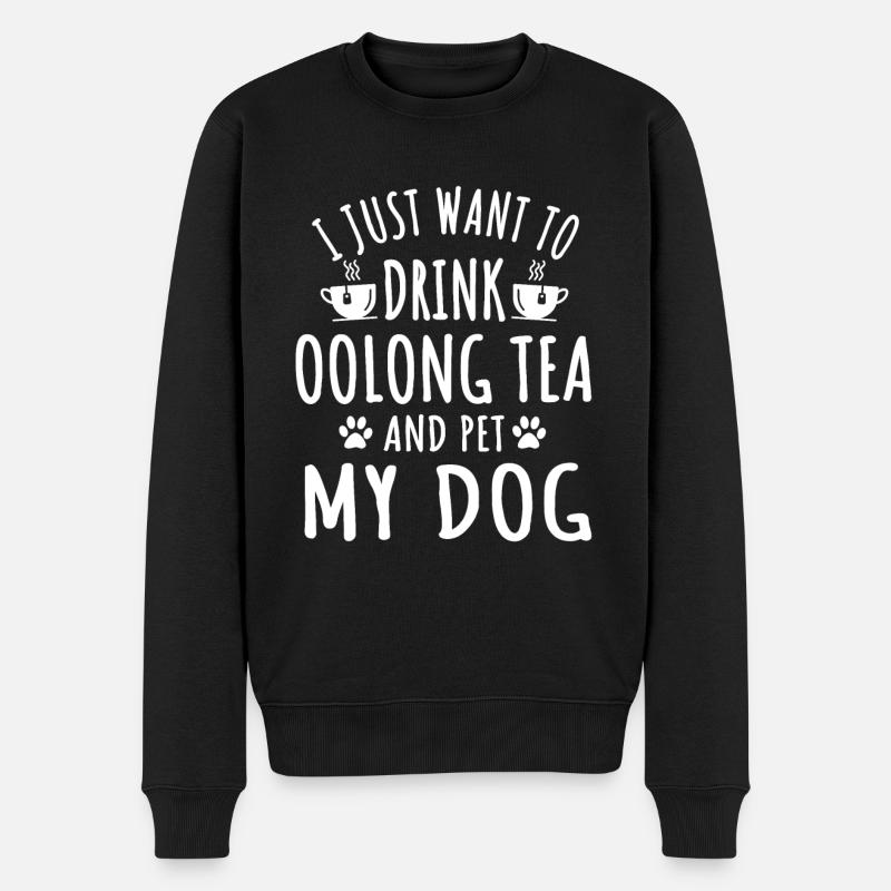Großer Oolong-tee Und Hundebesitzer - Männer Premium Bio Pullover - Schwarz