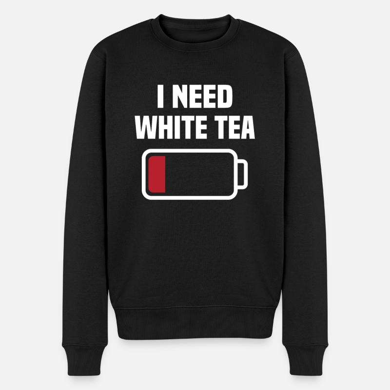 Ich Brauche Weissen Tee - Männer Premium Bio Pullover - Schwarz